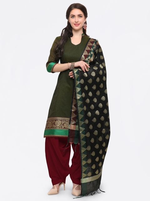 

Inddus Black Woven Design Banarasi Dupatta