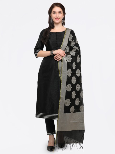 

Inddus Black Woven Design Banarasi Dupatta