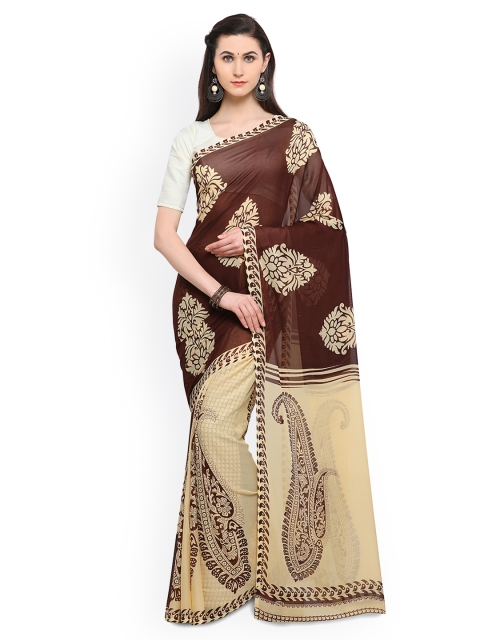 

Triveni Brown Printed Pure Georgette Saree