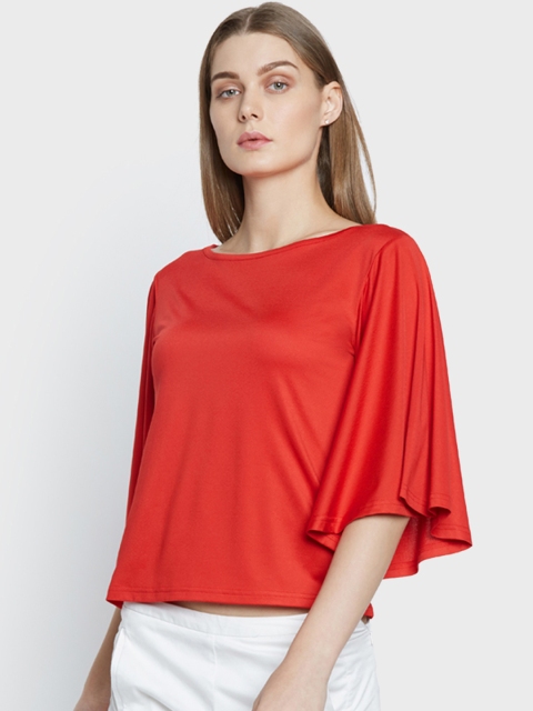 

AND Women Red Solid Top