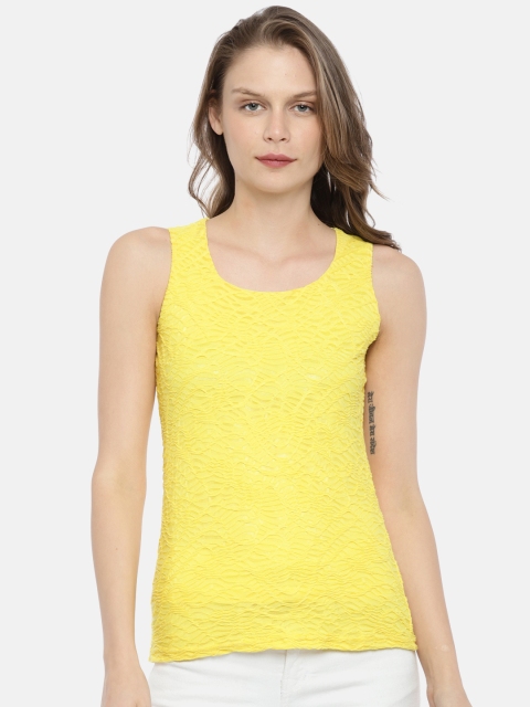 

AND Women Yellow Self Design Top