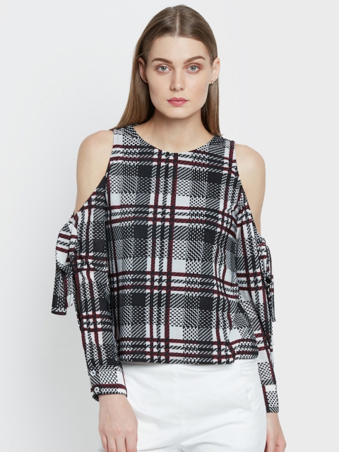

AND Women Black & White Checked Top