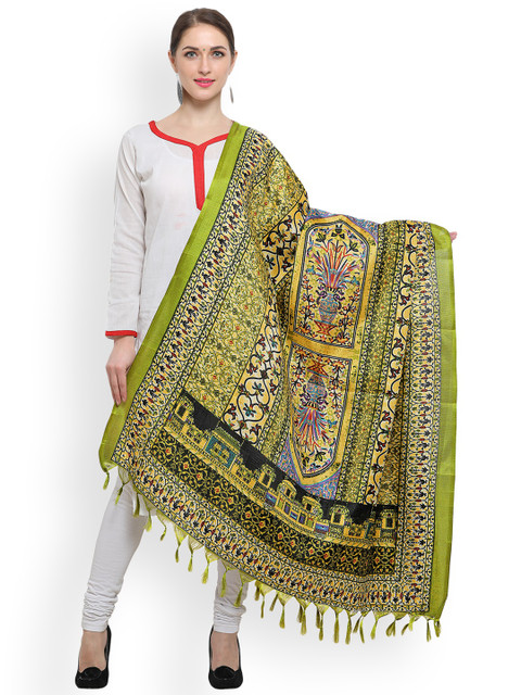 

Satrani Green Printed Dupatta