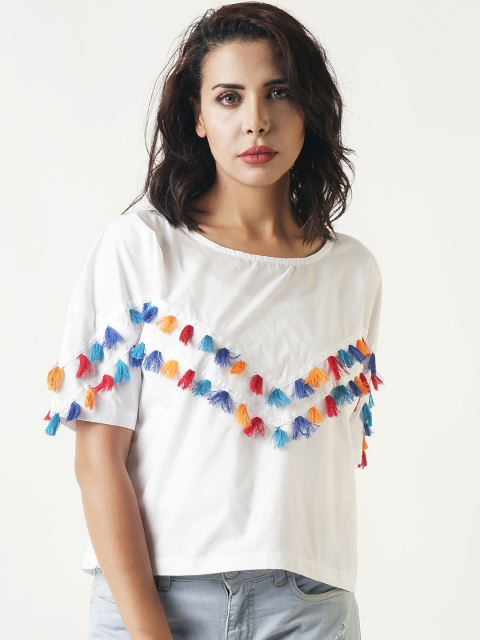 

Blue Saint Women White Solid Boxy Top
