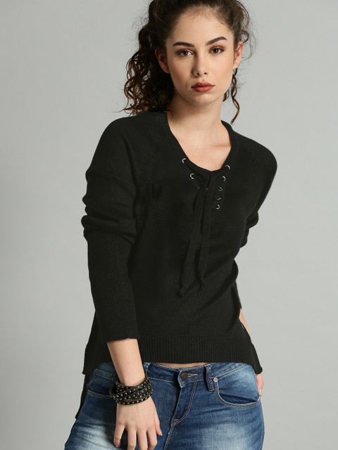 

Roadster Women Black Solid Pullover
