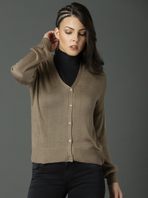 

Roadster Women Beige Solid Cardigan