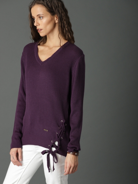 

Roadster Women Purple Solid Pullover