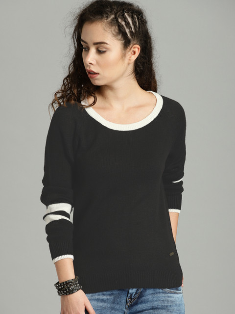 

Roadster Women Black Solid Pullover