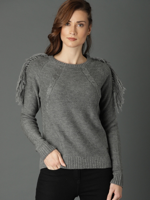 

Roadster Women Grey Solid Pullover