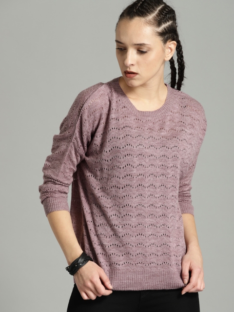 

Roadster Women Lavender Self Design Pullover
