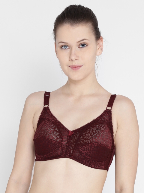 

Leading Lady Burgundy Solid Non-Wired Non-Padded Full Coverage Bra rosy-maroon-40B