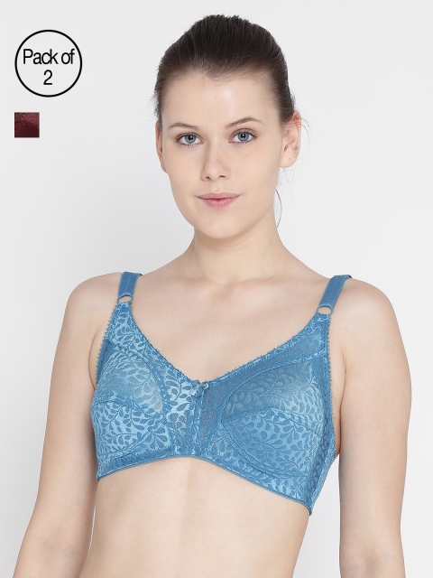 

Leading Lady Pack Of 2 Non-Wired Non-Padded Solid Bras rosy-2-sky-mr-40B, Blue