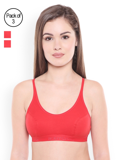 

Bodycare Pack of 3 Full Coverage Sports Bras E1608RED, Red