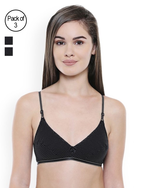 

Bodycare Pack of 3 Black Polka Dot Print Bras E1562