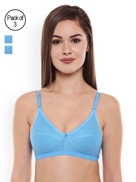 

Bodycare Pack of 3 Blue Polka Dot Print Bras E1590