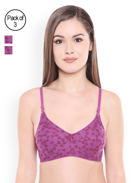 

Bodycare Pack of 3 Bras, Purple