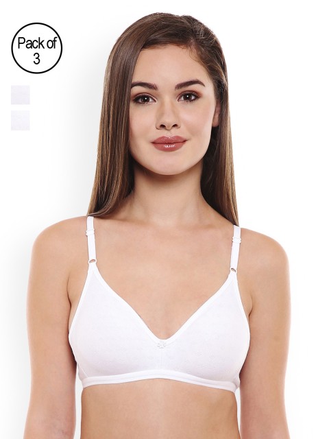 

Bodycare Pack of 3 Solid T-shirt Bras E5555, White