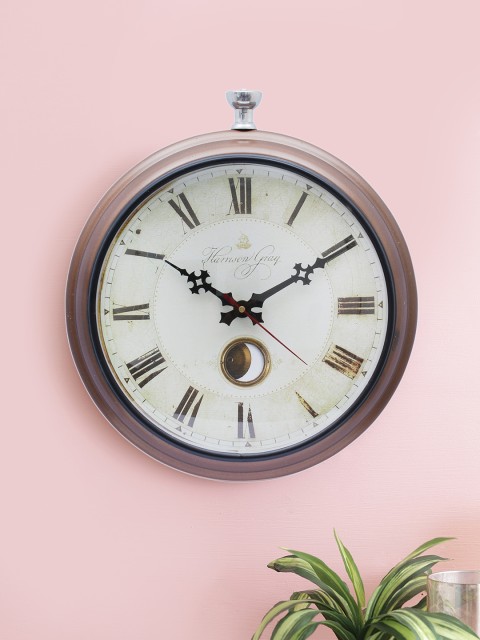 

Home Sparkle Copper-Toned Round Printed Analogue Wall Clock