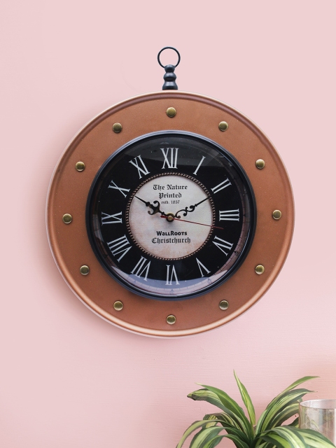 

Home Sparkle Copper-Toned Round Printed Analogue Wall Clock