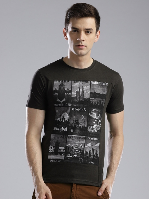 

Hubberholme Men Charcoal Grey Printed Round Neck T-shirt