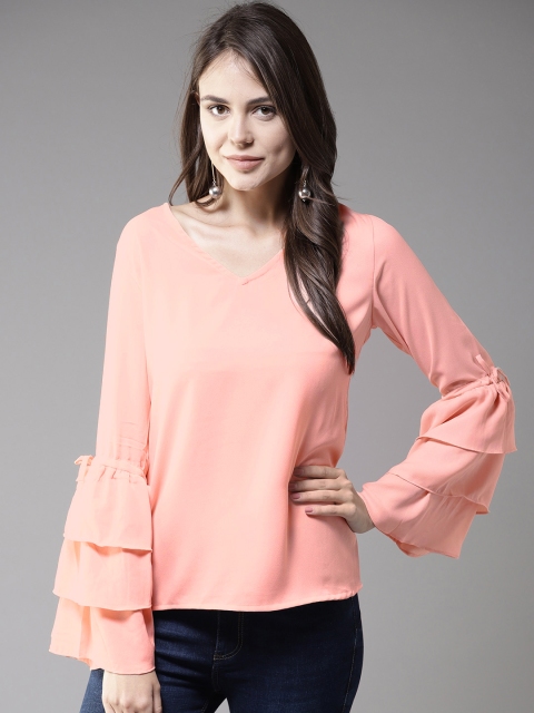 

Moda Rapido Women Peach-Coloured Solid Top