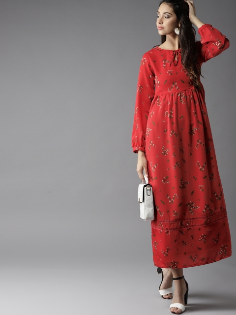 

Moda Rapido Women Red Floral Printed Maxi Dress