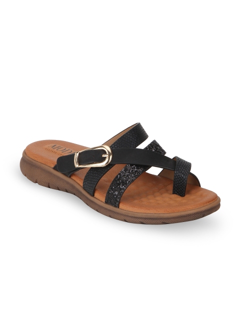 

Mode by Red Tape Women Black Solid Synthetic One Toe Flats