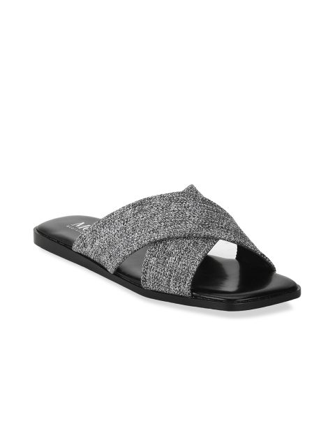

Mode by Red Tape Women Charcoal Woven Design Canvas Open Toe Flats