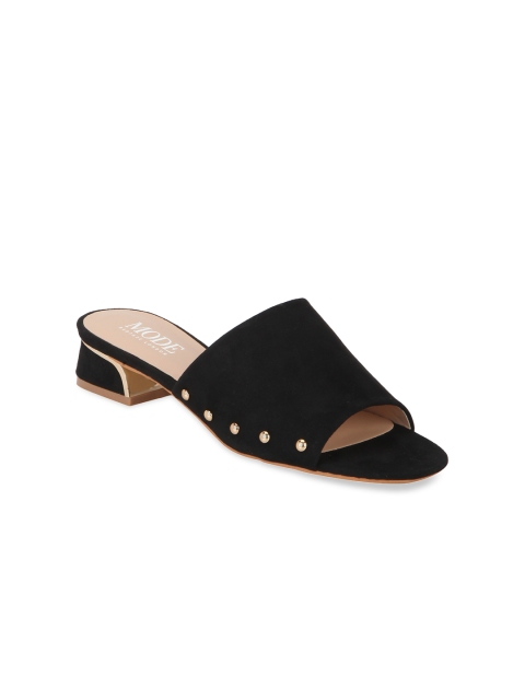 

Mode by Red Tape Women Black Solid Heeled Mules