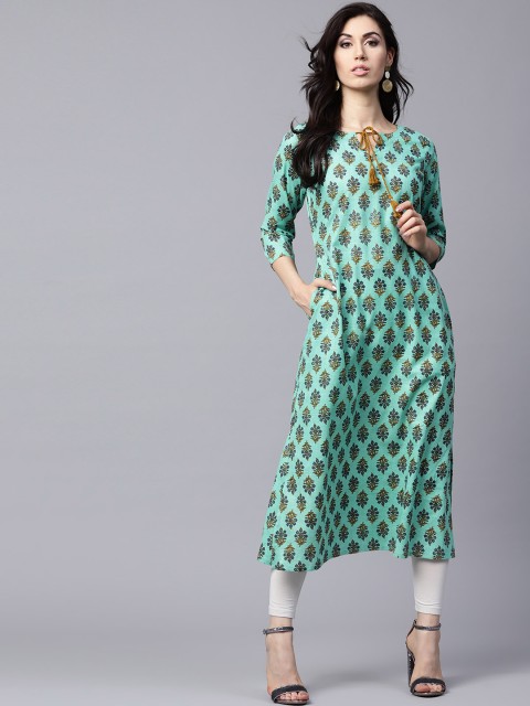 

GERUA Women Sea Green Printed A-Line Kurta