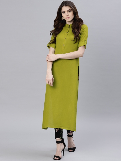 

GERUA Women Green Solid Straight Kurta