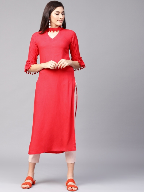 

GERUA Women Red Solid Straight Kurta