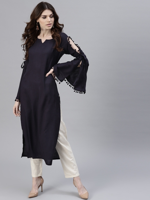 

GERUA Women Purple Solid Straight Kurta