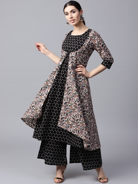 

GERUA Women Beige & Black Printed Kurta with Palazzos