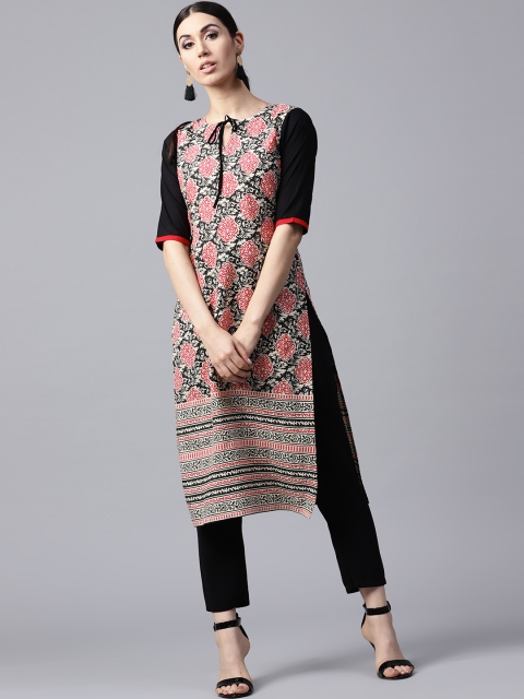 

GERUA Women Beige & Black Printed Straight Kurta