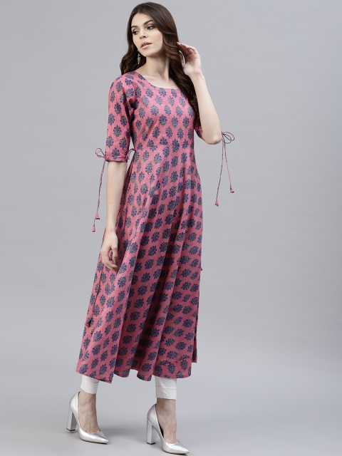

GERUA Women Pink & Blue Printed A-Line Kurta