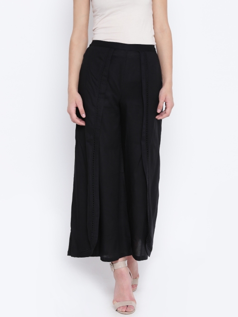 

Bronz Women Black Wide Leg Solid Palazzos