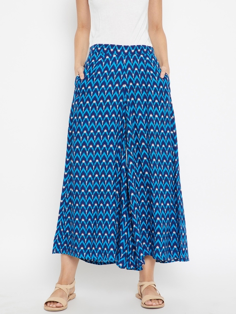 

Bronz Women Blue Printed Flared Palazzos