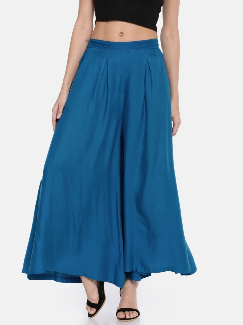 

Bronz Women Blue Solid Flared Leg Palazzos
