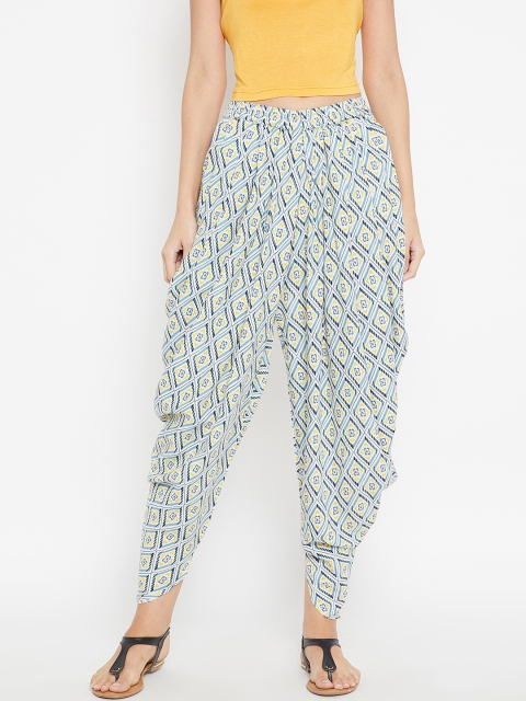 

Bronz Women Blue & White Regular Fit Printed Dhoti Pants