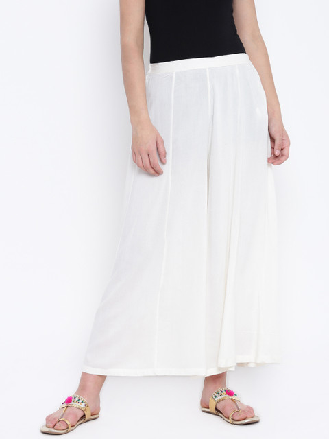 

Bronz Women Off-White Flared Solid Palazzos