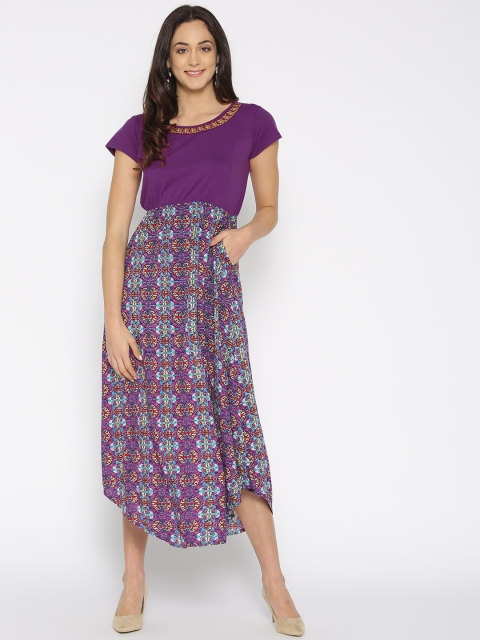 

Bronz Purple Ethnic Motifs Ethnic A-Line Midi Dress
