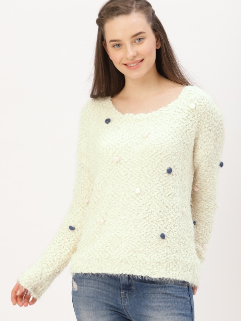 

DressBerry Women Off-White Solid Pullover