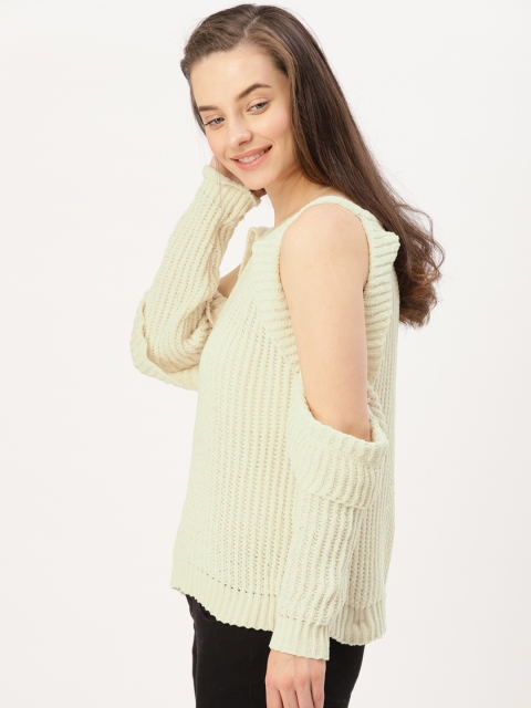 

DressBerry Women Off-White Cold-Shoulder Pullover