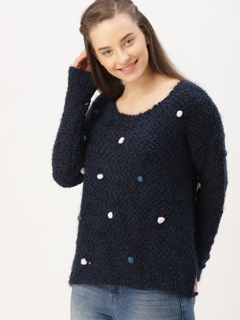 

DressBerry Women Navy Blue Solid Pullover