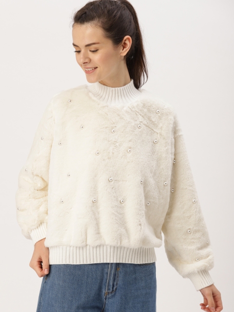 

DressBerry Women Off-White Solid Sweatshirt