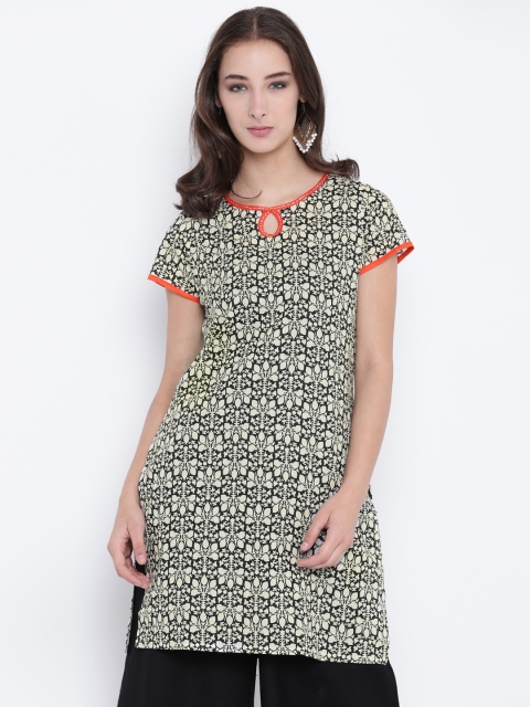 

Karigari Women Black & Beige Printed Straight Kurta