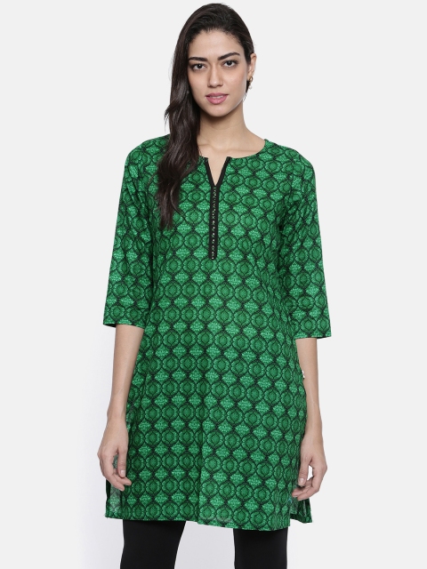 

Karigari Women Green Printed Straight Kurta