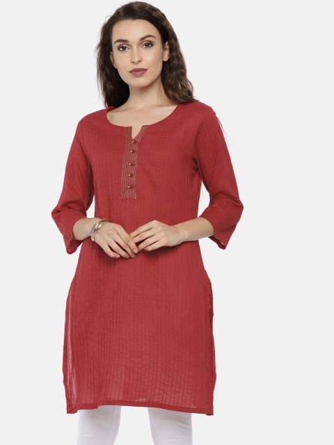 

Karigari Women Red Solid Straight Kurta