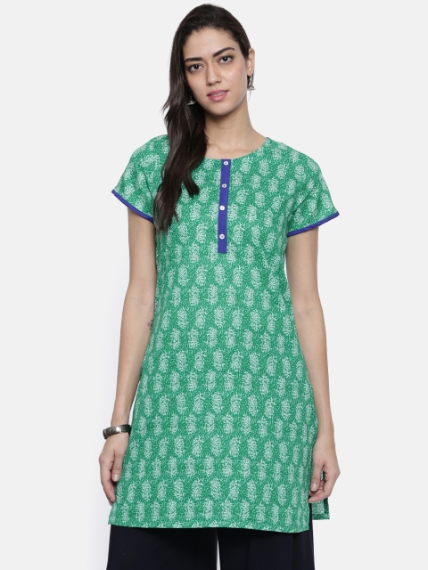 

Karigari Women Green Printed A-Line Kurta